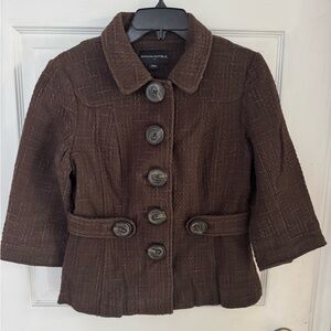 Banana Republic Brown 3/4 Sleeve Short Jacket Sz 6 Cotton Textured